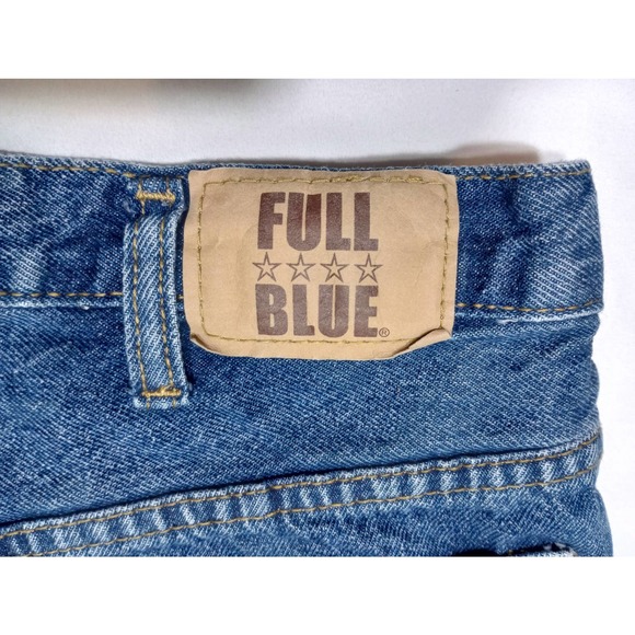 Full Blue 36" jean shorts mens at the knee midrise medium wash 100% cotton - Picture 4 of 7